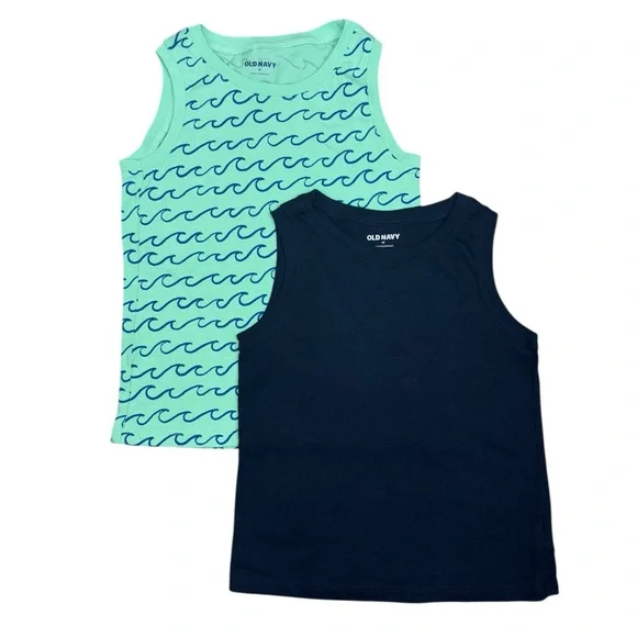 (2) Like New Old Navy Tank Top Bundle Ocean Waves Print Muscle Tee 5T - Picture 8 of 8